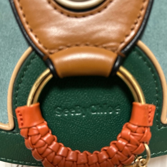 Chloe Mini Leather Crossbody  Bag Brown and Green - Picture 3 of 15